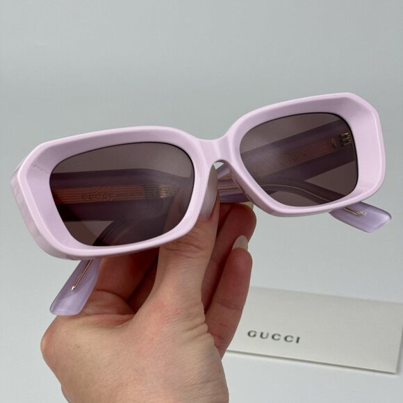 Gucci GG1531SK 003 BRAND NEW Sunglasses Pink Brown Unisex Rectangle - Picture 3 of 13